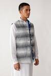 Rajesh Pratap Singh_Blue Cotton Sarnau Reversible Ikat Bundi _Online_at_Aza_Fashions