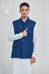 Buy Rajesh Pratap Singh Blue Linen Crepe Keetap Handwoven Bundi at Aza Fashions Buy_Rajesh Pratap Singh_Blue Linen Crepe Keetap Handwoven Bundi _at_Aza_Fashions