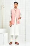 Shop Rajesh Pratap Singh Pink Viscose Quilted Nehru Jacket at Aza Fashions Shop_Rajesh Pratap Singh_Pink Viscose Quilted Nehru Jacket _at_Aza_Fashions