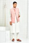 Rajesh Pratap Singh Pink Viscose Quilted Nehru Jacket Online at Aza Fashions Rajesh Pratap Singh_Pink Viscose Quilted Nehru Jacket _Online_at_Aza_Fashions