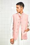 Shop Rajesh Pratap Singh Pink Viscose Quilted Nehru Jacket Online at Aza Fashions Shop_Rajesh Pratap Singh_Pink Viscose Quilted Nehru Jacket _Online_at_Aza_Fashions