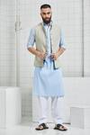 Buy_Rajesh Pratap Singh_Beige Linen Kundal Reversible Bundi _Online_at_Aza_Fashions