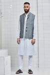 Buy_Rajesh Pratap Singh_Beige Linen Kundal Reversible Bundi _Online_at_Aza_Fashions