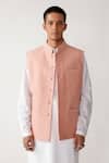 Buy_Rajesh Pratap Singh_Pink Viscose Sankar Handwoven Quilted Bundi _at_Aza_Fashions