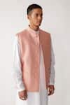 Rajesh Pratap Singh_Pink Viscose Sankar Handwoven Quilted Bundi _Online_at_Aza_Fashions