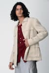 Buy_Rajesh Pratap Singh_Beige Handloom Linen Jacket _at_Aza_Fashions