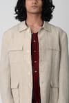 Shop_Rajesh Pratap Singh_Beige Handloom Linen Jacket _Online_at_Aza_Fashions