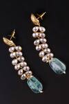 Shop_Osvag India_Gold Plated Diamonds, Stones Polki Embellished Dangler Earrings _at_Aza_Fashions