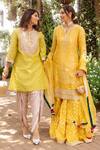 Buy_Radhika & Raghav_Green Silk Chanderi And Organza Embroidery Thread Kurta & Dhoti Pant Set _at_Aza_Fashions