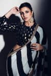 Buy_Masaba_Black Raw Silk Embellished Saree For Women