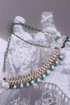 Shop_Osvag India_Gold Plated Polki Pearl And Green Onyx Choker _at_Aza_Fashions