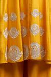 Shop_Sue Mue_Yellow Handloom Cotton, Tussar Georgette Mandarin Collar Anarkali Set _Online_at_Aza_Fashions