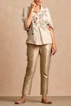 Buy_Sue Mue_Beige Handloom Cotton Spread Collar Shirt _at_Aza_Fashions