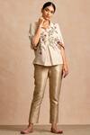 Sue Mue_Beige Handloom Cotton Spread Collar Shirt _Online_at_Aza_Fashions