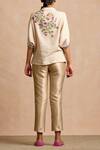 Shop_Sue Mue_Beige Handloom Cotton Spread Collar Shirt _at_Aza_Fashions