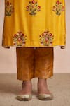 Sue Mue_Yellow Handloom Maheshwari Cotton Round Kurta Set _at_Aza_Fashions