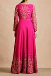 Shop_Sue Mue_Pink Handloom Cotton Round Embroidered Anarkali _at_Aza_Fashions