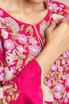 Buy_Sue Mue_Pink Handloom Cotton Round Embroidered Kurta Set _Online_at_Aza_Fashions