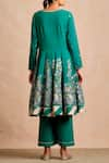 Shop_Sue Mue_Green Handloom Cotton Round Anarkali Set _at_Aza_Fashions