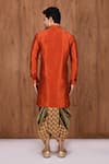 Shop_Aryavir Malhotra_Orange Dupion Silk Kurta And Dhoti Pant Set _at_Aza_Fashions