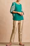 Buy_Sue Mue_Green Handloom Cotton Round Tunic _at_Aza_Fashions