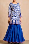 Sue Mue_Blue Handloom Maheshwari Cotton Round Kurta Set _Online_at_Aza_Fashions