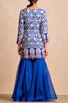 Shop_Sue Mue_Blue Handloom Maheshwari Cotton Round Kurta Set _at_Aza_Fashions