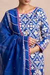 Sue Mue_Blue Handloom Maheshwari Cotton Round Kurta Set _at_Aza_Fashions