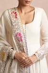 Shop_Sue Mue_Beige Handwoven Banarasi Cotton Square Neck Anarkali With Dupatta _Online_at_Aza_Fashions