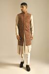 Buy_Dhruv Vaish_Multi Color Cotton Silk Chanderi Long Nehru Jacket _Online_at_Aza_Fashions