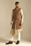 Dhruv Vaish_Multi Color Cotton Silk Chanderi Long Nehru Jacket _Online_at_Aza_Fashions