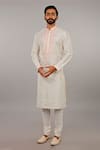 Buy_Vanshik_White Kurta  Churidar Cotton Embroidered Set _at_Aza_Fashions