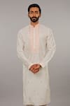 Buy_Vanshik_White Kurta  Churidar Cotton Embroidered Set _Online_at_Aza_Fashions