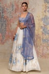 Buy_Devnaagri_Blue Chanderi Scoop Neck Lehenga Set _Online_at_Aza_Fashions