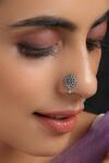 Do Taara_Silver Plated Antique Oxidized Nose Pin_Online_at_Aza_Fashions