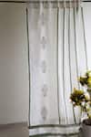 Buy_Inheritance India_Green Cotton Hand Block Print Chanderi Stripe Curtains Set Of 2_at_Aza_Fashions