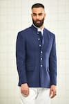 Buy_Rajesh Pratap Singh_Blue Handloom Wool Bandhgala _at_Aza_Fashions