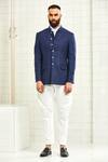 Buy_Rajesh Pratap Singh_Blue Handloom Wool Bandhgala _Online_at_Aza_Fashions