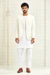 Rajesh Pratap Singh_White Linen Crepe Jacket _Online_at_Aza_Fashions