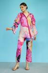 Buy_Garima Bindal_Multi Color Modal Sequins Shawl Neck Bubble Floral Print Shirt And Pant Set _Online_at_Aza_Fashions