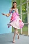 Buy_Garima Bindal_Multi Color Modal, Satin One Shoulder Rosita Abstract Print Dress _Online_at_Aza_Fashions