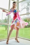Shop_Garima Bindal_Multi Color Modal, Satin One Shoulder Rosita Abstract Print Dress _Online_at_Aza_Fashions