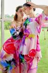 Garima Bindal_Multi Color Crepe Round Neck Reanna Abstract Print Peplum And Flared Pant Set _Online_at_Aza_Fashions