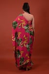 Rimi Nayak_Pink Printed Flower Pattern Chrysanthemum Floral Saree _Online_at_Aza_Fashions