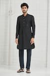 Buy_Rajesh Pratap Singh_Black Viscose Katan Rewat Handwoven Short Tunic _at_Aza_Fashions