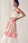 Ek Katha_White Organic Cotton Ruffle Tiered Skirt_Online_at_Aza_Fashions