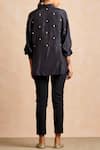 Shop_Sue Mue_Black Silk Shirt Collar Embroidered _at_Aza_Fashions