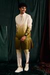 Buy_Project Bandi_Green Satin, Linen Ombre Bundi And Kurta Set _Online_at_Aza_Fashions