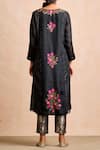 Shop_Sue Mue_Black Kora Round Embroidered Kurta Set _at_Aza_Fashions