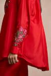 Buy_Sue Mue_Red Silk Shirt Collar Embroidered _Online_at_Aza_Fashions